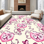 Pink Whimsical Floral Swirl Rug