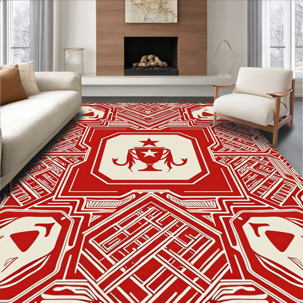Crimson Trophy Starburst Geometric Rug