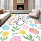 Charming Bunny Easter Egg Floral Rug