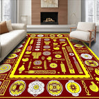 Crimson and Yellow Folk Art Medley Rug