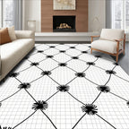 Black Radial Star Diamond Grid Rug