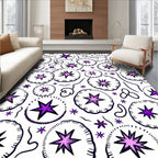 Purple Starburst Floral Circles Rug
