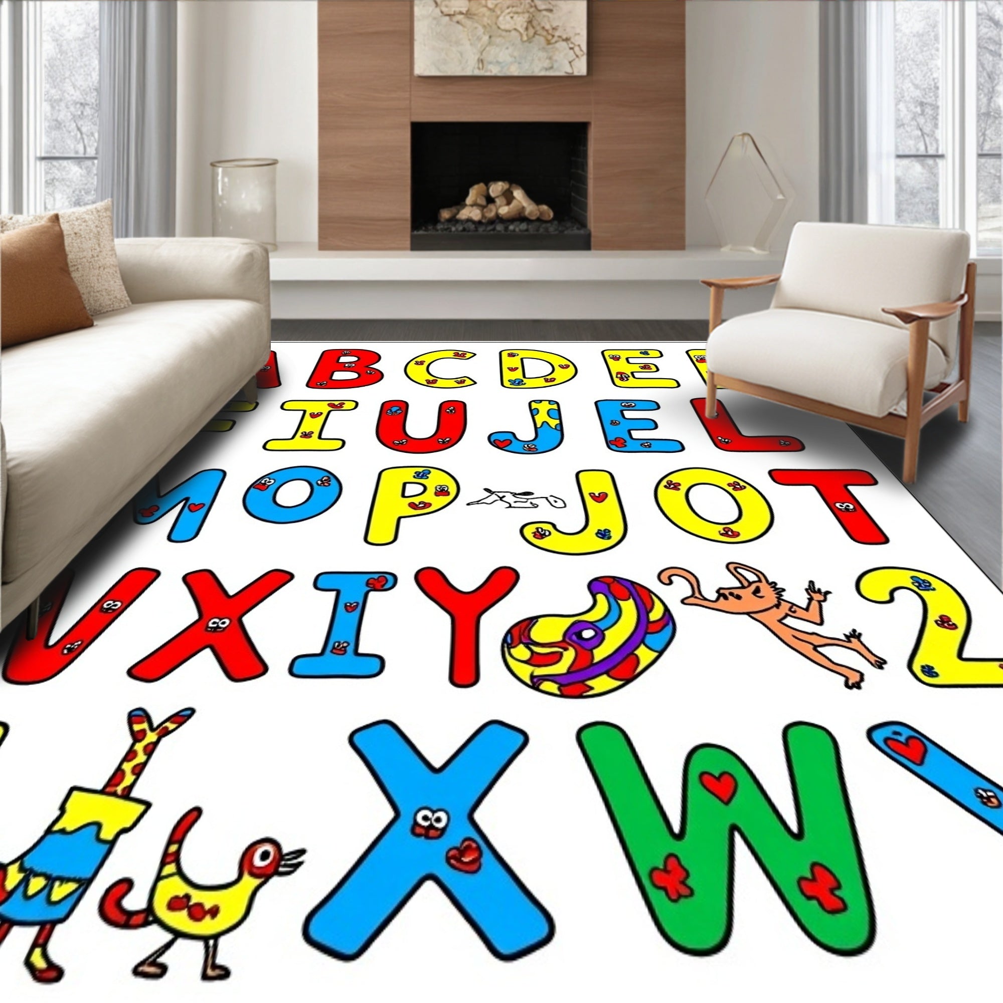 Alphabet Animals And Shapes Rug