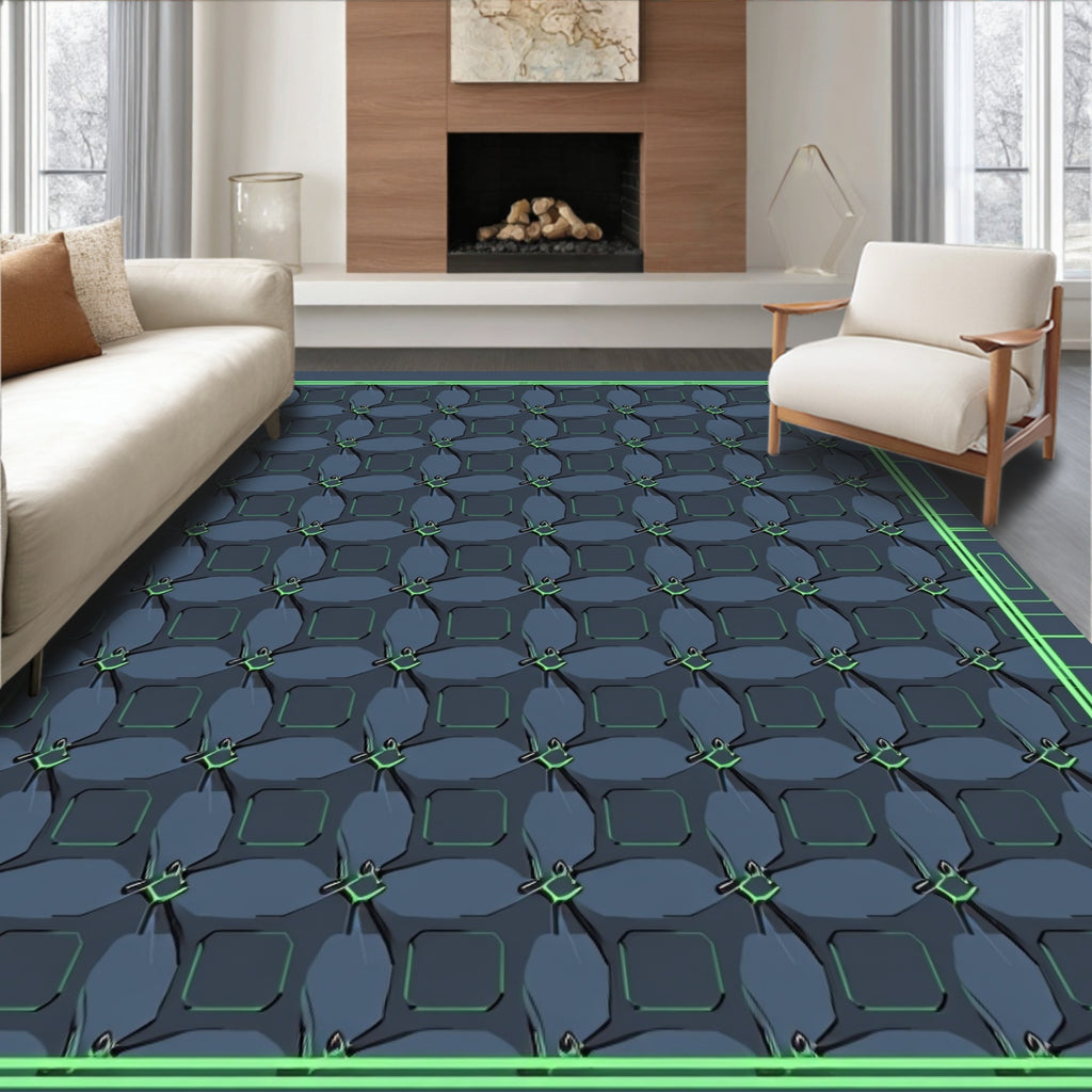Glow In Dark Geometric Flower Rug