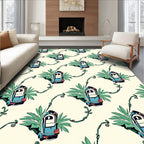 Automobile And Tropical Leaves Repeating Rug