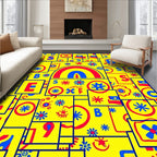 Primary Yellow Red Blue Abstract Collage Rug