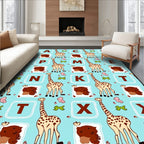 Whimsical Giraffe Alphabet Animals Rug