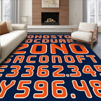 Retro Crimson Blue Alphabet Rug
