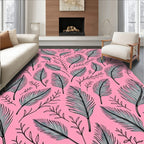 Pink Feather Botanical Arrangement Rug