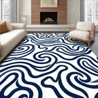 Navy Swirl Abstract Line Rug
