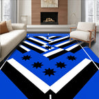 Bold Blue Geometric Stripe Star Rug