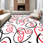 Bold Red Black Swirl Abstract Rug