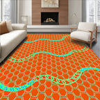 Orange Honeycomb Waves Rug