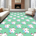 Whimsical Teal Puzzle Piece Characters Rug