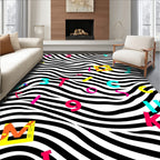 Vibrant Alphabet Zebra Wave Rug