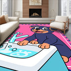 Playful Puppy Paw Print Pink Rug
