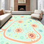 Whimsical Sunburst Botanical Numbers Rug