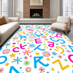 Colorful Alphabet Stars Flower Collage Rug