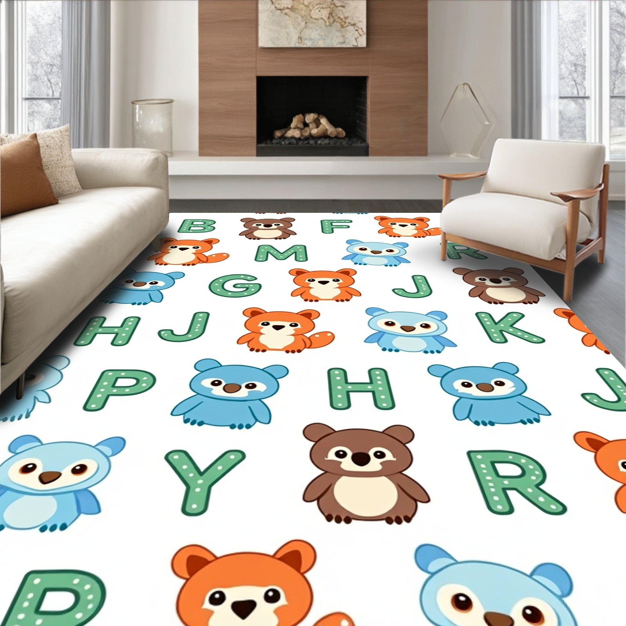Cute Alphabet Animals Children's Rug