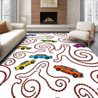 Retro Car Race Track Whimsical Rug