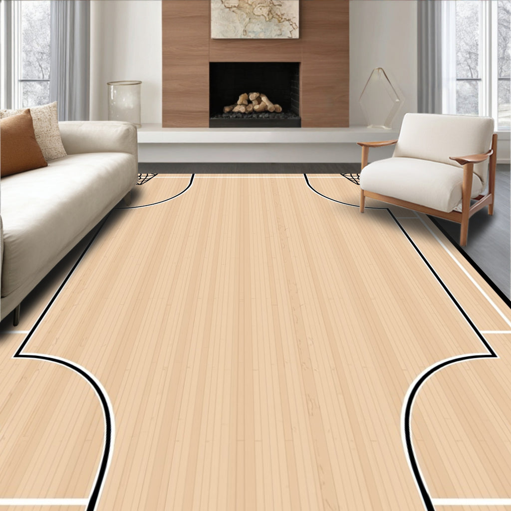 Wooden Court Basketball Net Rug