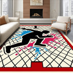 Athletic Runner Splash Black Crimson Rug