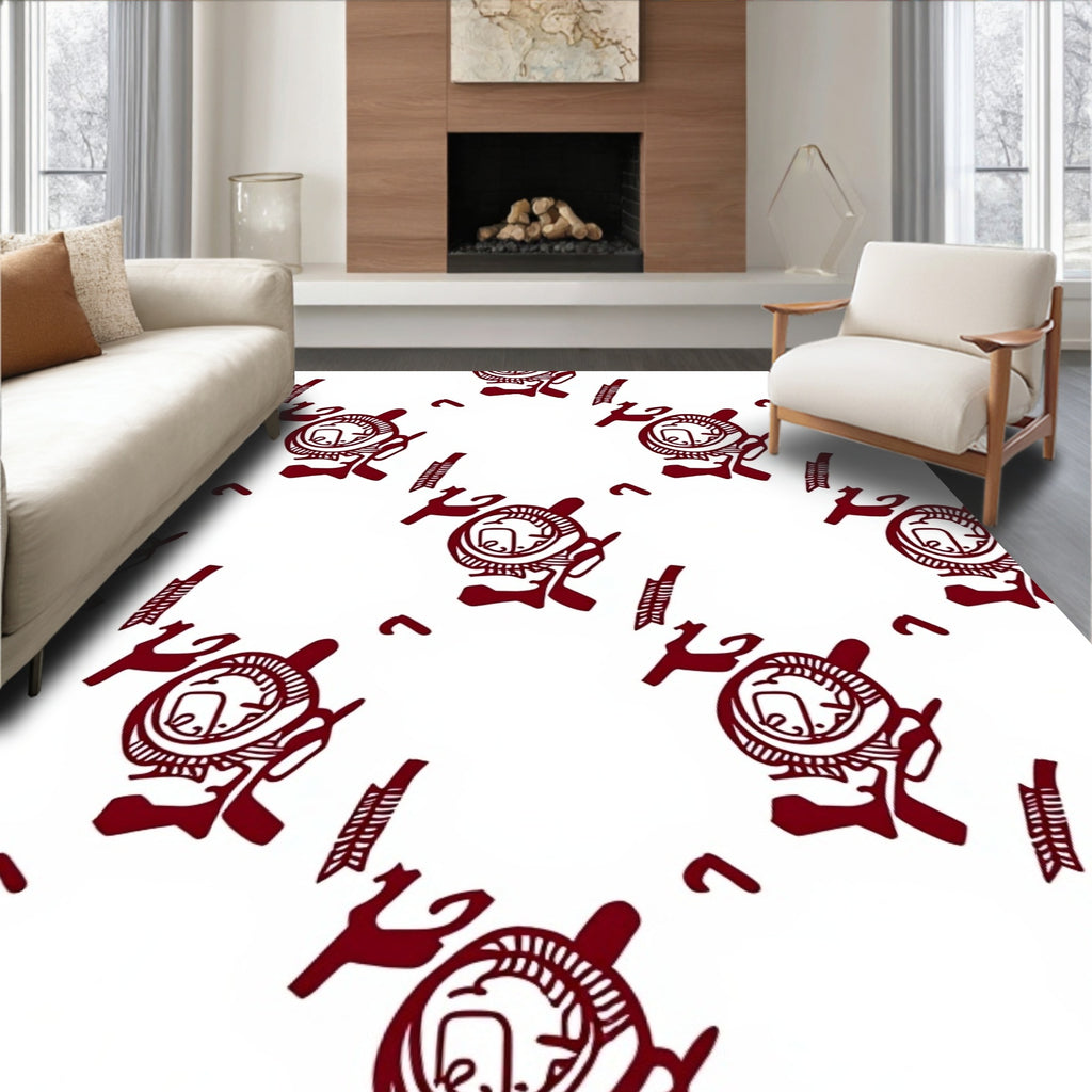 Deep Red Tribal Totem Arrangement Rug