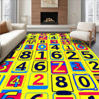 Vivid Yellow Crimson Blue Numbers Rug