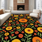 Retro Sunshine Floral Garland Rug