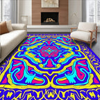 Vibrant Blue Pink Yellow Psychedelic Swirl Rug