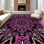Electric Pink Yellow Symmetrical Bloom Rug