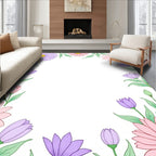 Pastel Floral Border Frame Rug