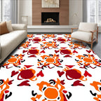 Vibrant Orange Red Abstract Bloom Rug