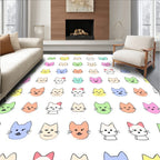 Playful Pastel Cat Faces Repeating Rug
