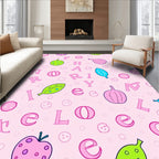 Pink Alphabet Fruits And Leaves Rug