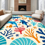 Blue Dolphins Coral Reef Whimsical Rug