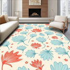 Coral Blue Tropical Floral Scatter Rug
