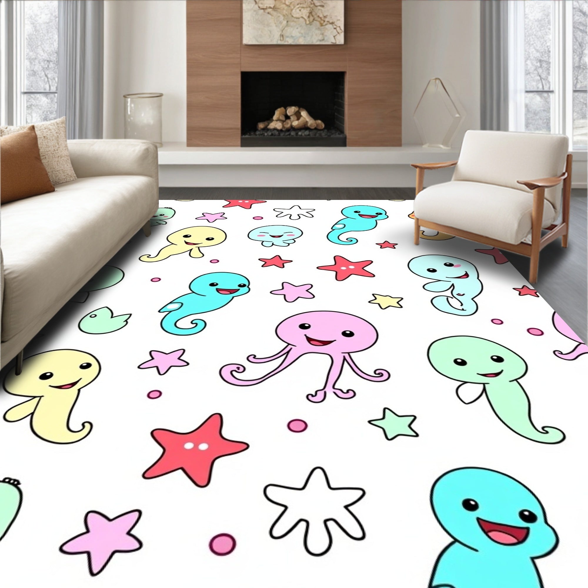 Cute Ocean Friends Starfish Collection Rug