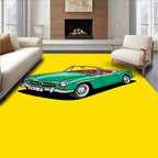 Green Vintage Convertible Yellow Background Rug