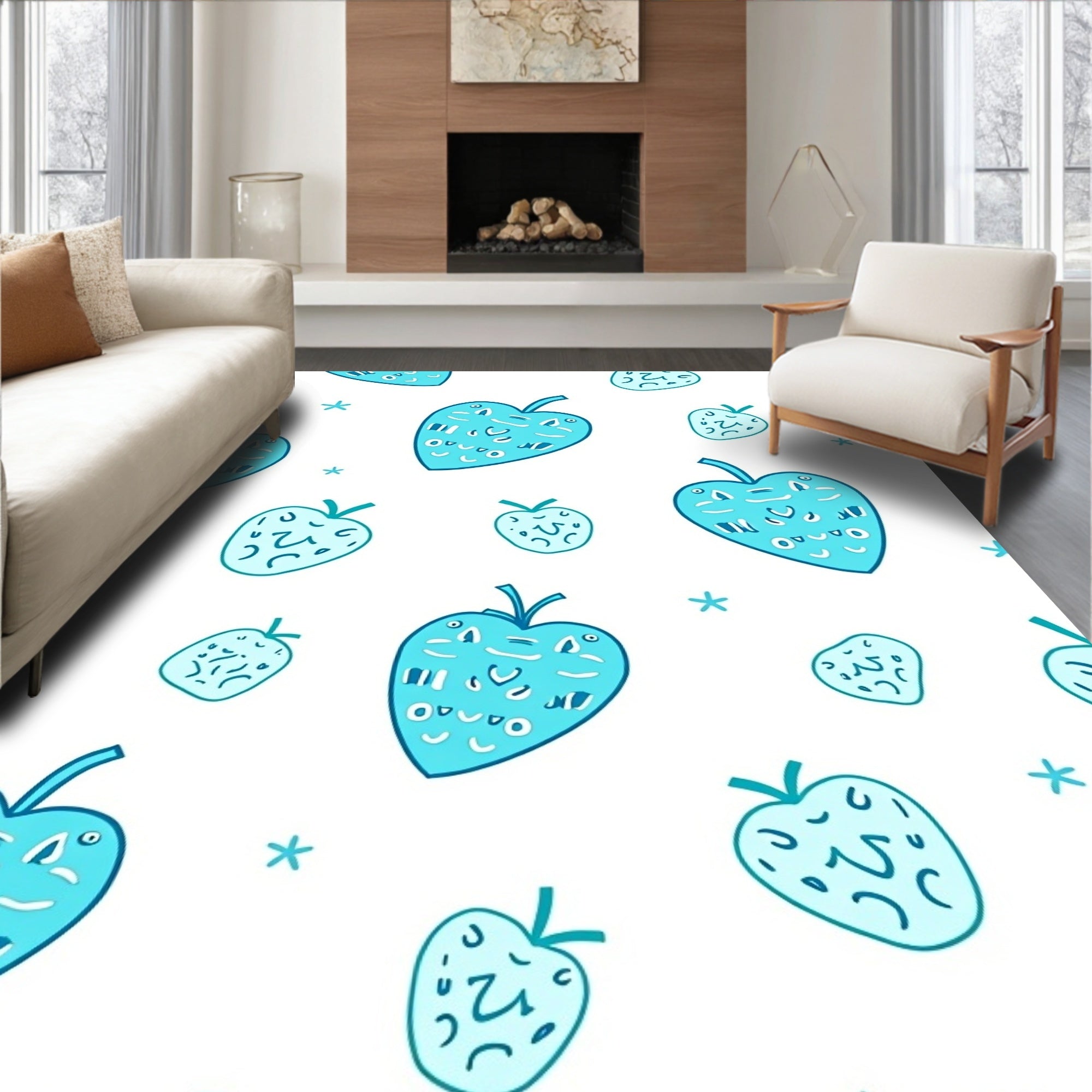 Aqua Berry Medley Repeating Pattern Rug