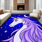 Mystical Purple Unicorn Starry Night Rug