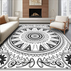 Monochromatic Radial Lotus Medallion Rug