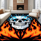 Fiery Skull With Electric Blue Flames Rug