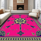 Vibrant Pink Sunburst Medallion Rug