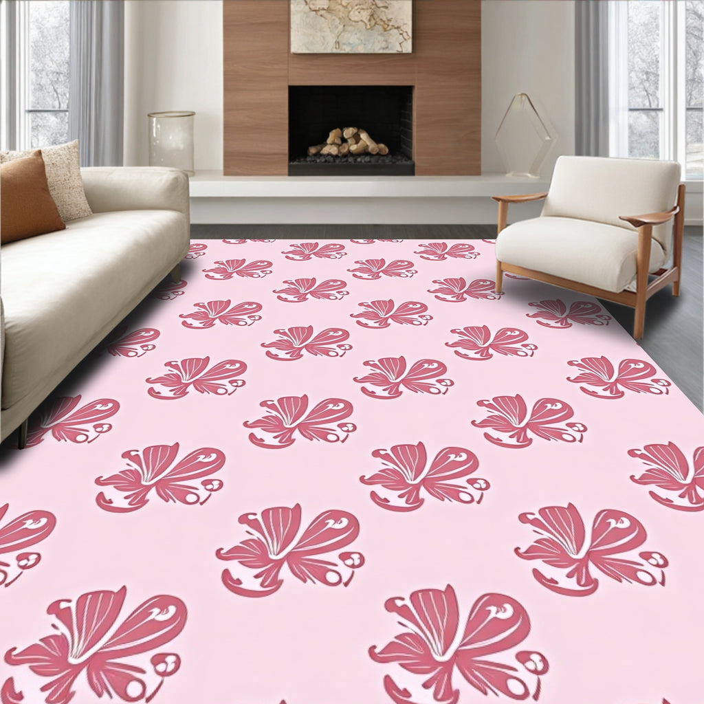 Pink Floral Elegance All Over Rug