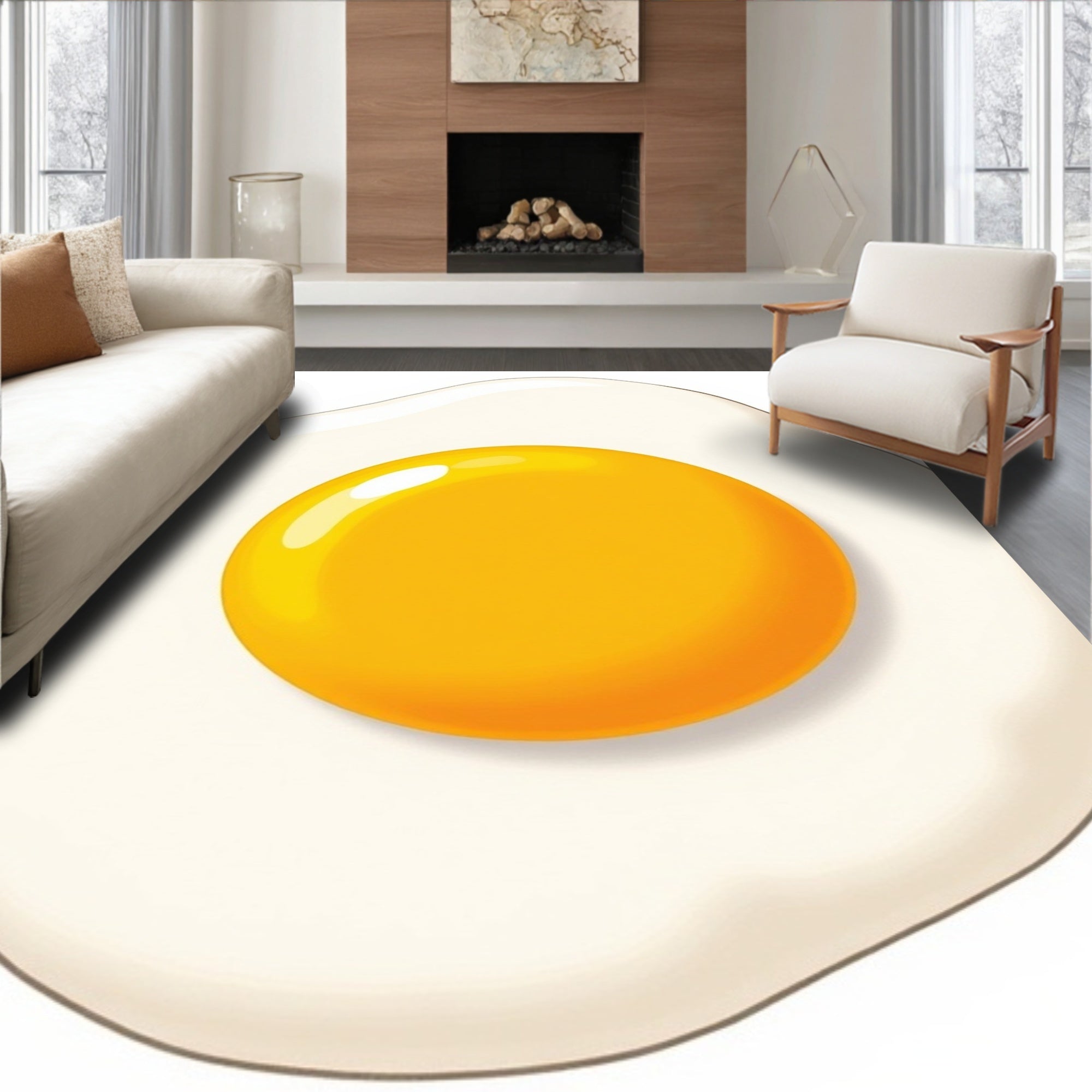 Sunny Side Up Egg Illustration Rug