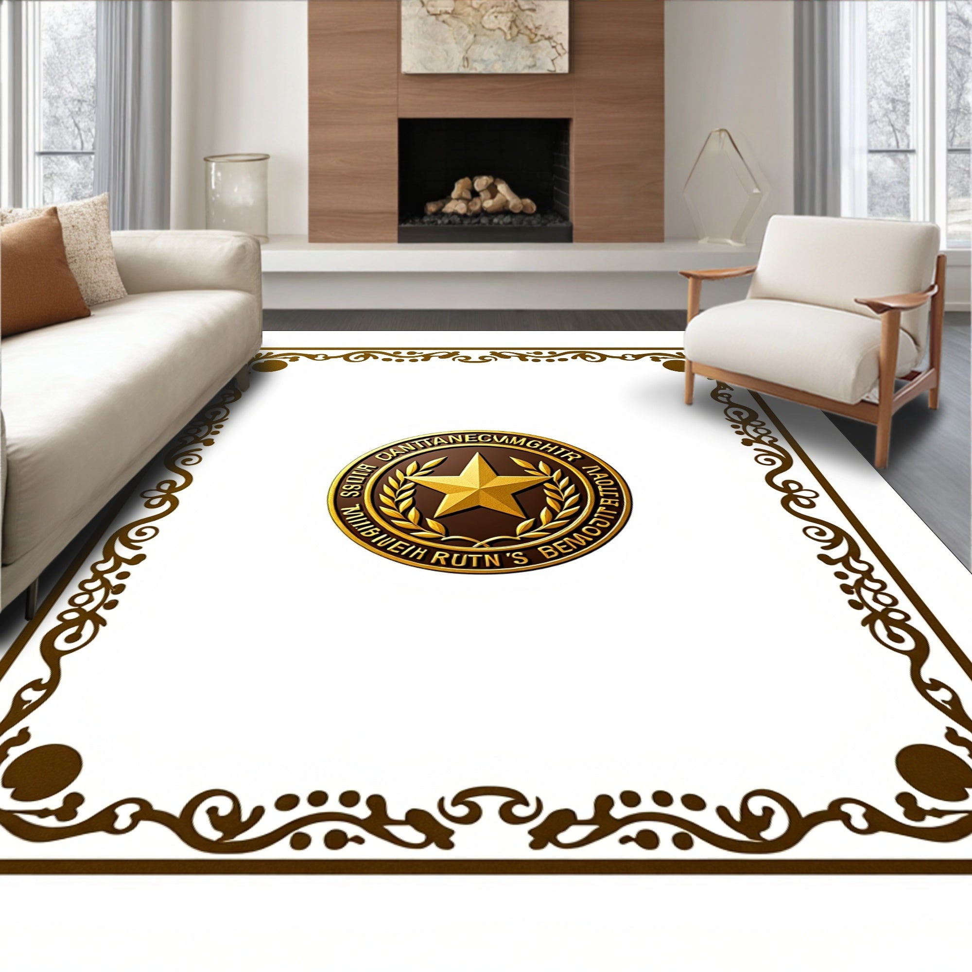 Ornate Gold Frame Star Medallion Rug
