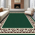 Deep Forest Green Linked Knot Border Rug