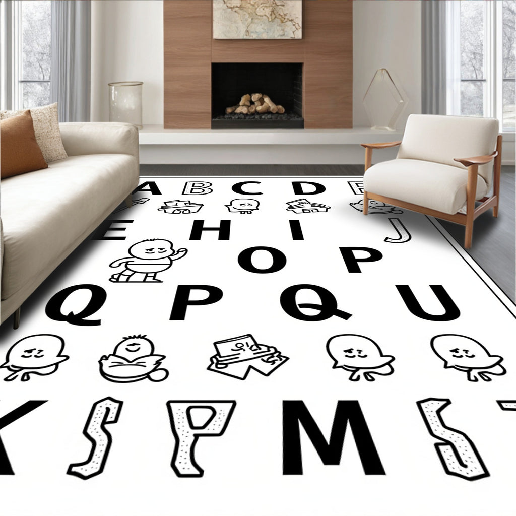 Alphabet Characters And Cute Illustrations Rug