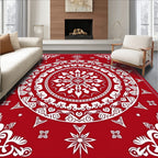Crimson White Intricate Mandala Rug
